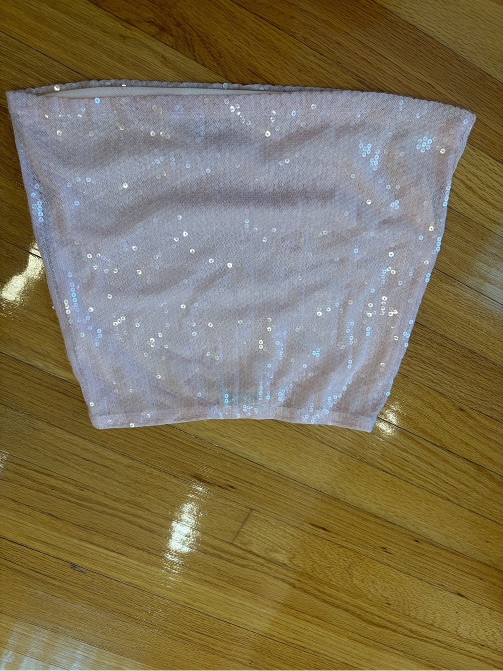 White Fox Boutique Iridescent Light Pink Sequin Mini Skirt